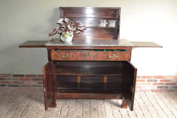 Antique Empire Mahogany Folding Buffet with Marble Top-GTG-1409902