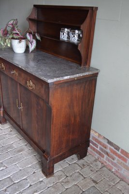 Antique Empire Mahogany Folding Buffet with Marble Top-GTG-1409902