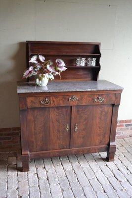 Antique Empire Mahogany Folding Buffet with Marble Top-GTG-1409902