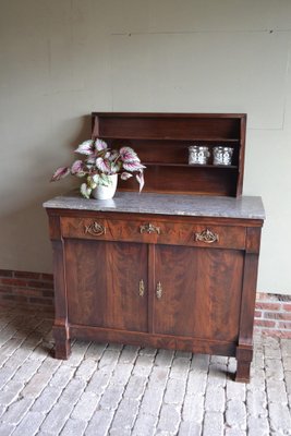 Antique Empire Mahogany Folding Buffet with Marble Top-GTG-1409902