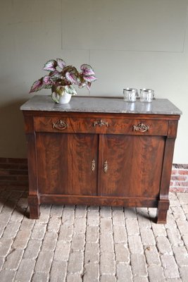 Antique Empire Mahogany Folding Buffet with Marble Top-GTG-1409902