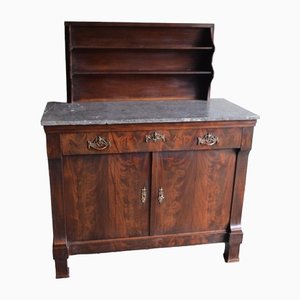 Antique Empire Mahogany Folding Buffet with Marble Top-GTG-1409902