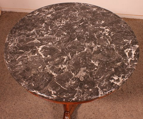 Antique Empire Pedestal Table in Saint-Anne Marble-HPU-1081761