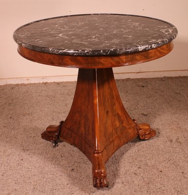 Antique Empire Pedestal Table in Saint-Anne Marble-HPU-1081761