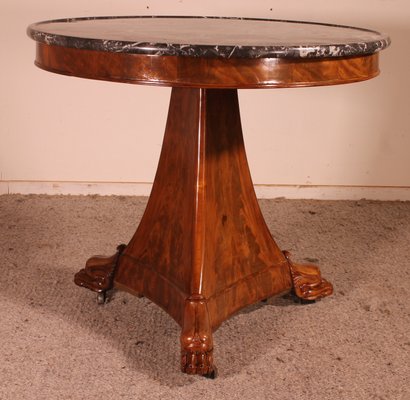 Antique Empire Pedestal Table in Saint-Anne Marble-HPU-1081761