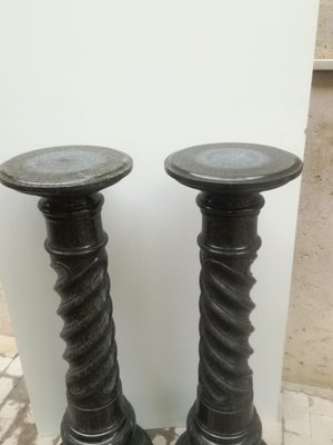 Antique Empire Style Black Marble Capitals, 1900s, Set of 2-OLY-736151