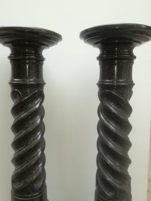 Antique Empire Style Black Marble Capitals, 1900s, Set of 2-OLY-736151