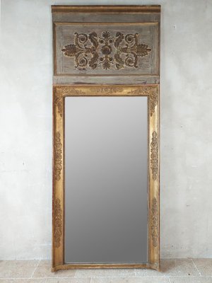 Antique Empire Trumeau Mirror in Carved and Gilt Wood, 1810-TDA-1452554