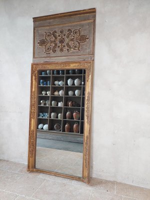 Antique Empire Trumeau Mirror in Carved and Gilt Wood, 1810-TDA-1452554