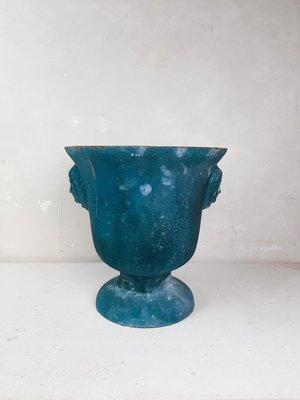 Antique Enamelled Cast Iron Vase-TDA-1376303