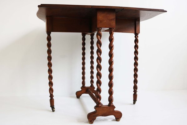 Antique English Barley Twist Foldable Table, 1890-WIP-2041334