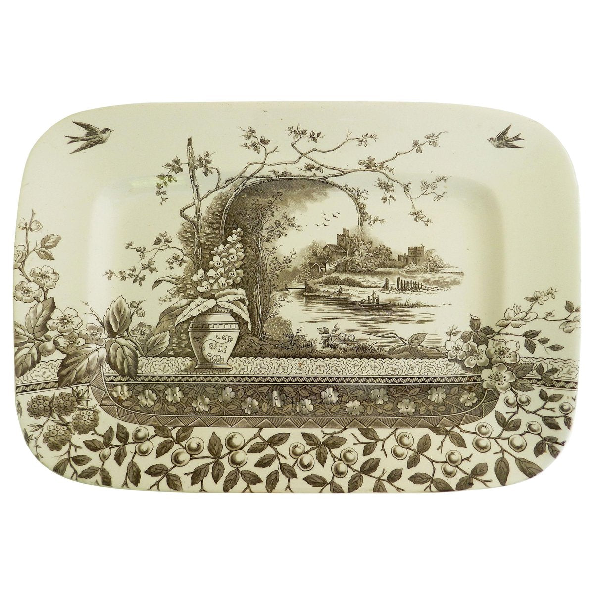 Antique English Chinoiserie Meat Plate, 1910