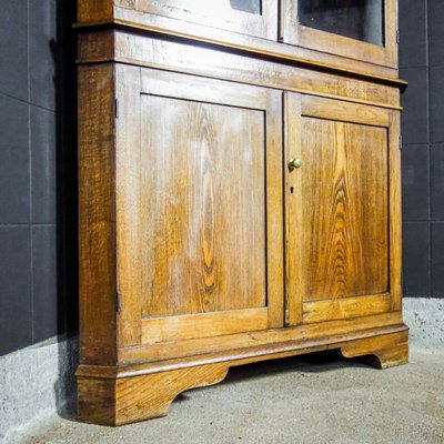 Antique English Corner Cupboard with Vitrine Top - Early 1900s-IA-822894