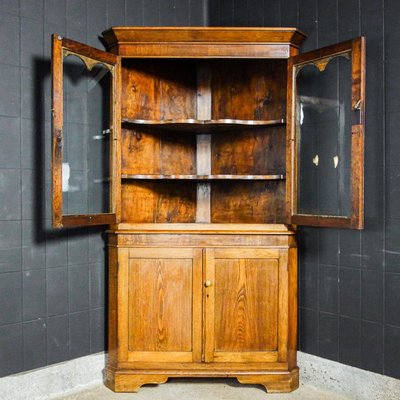 Antique English Corner Cupboard with Vitrine Top - Early 1900s-IA-822894