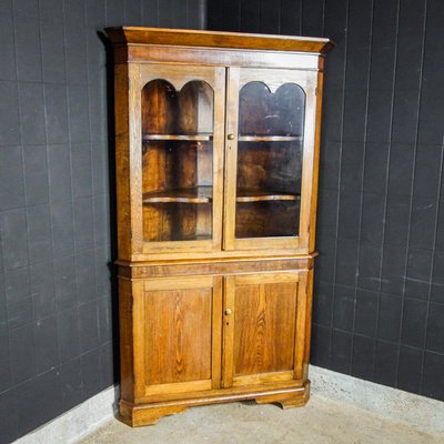 Antique English Corner Cupboard with Vitrine Top - Early 1900s-IA-822894