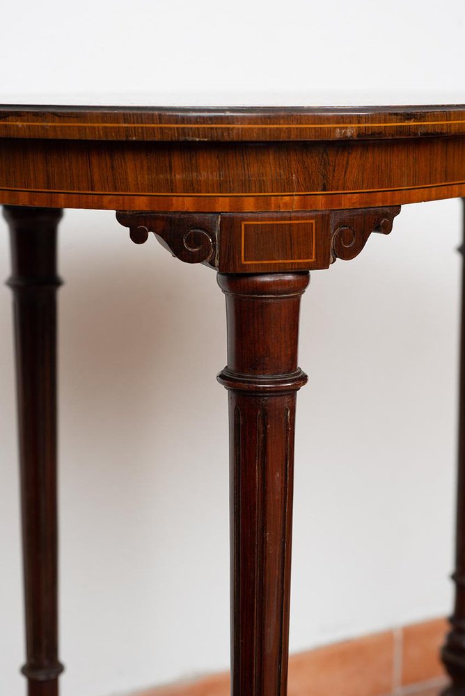 Antique English Eduardian Side Table in Precious Exotic Woods, 19th Century