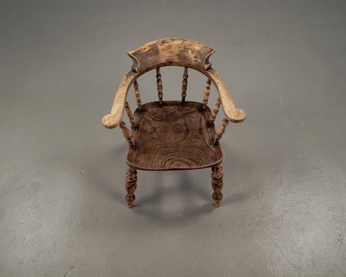 Antique English Elm Wood Captains Chair, 1890s-VLO-2022684