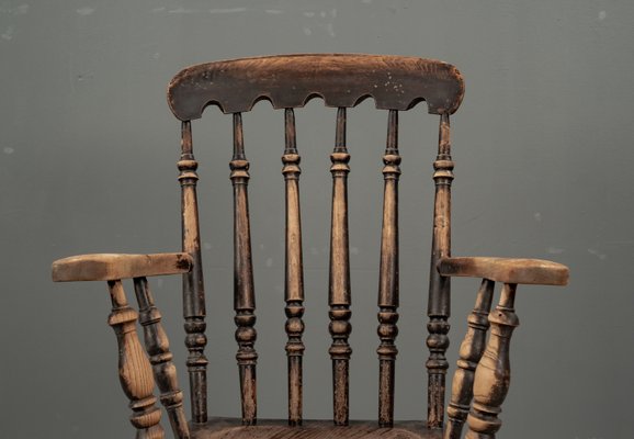 Antique English Elm Wood Captains Chair, 1890s-VLO-2022709