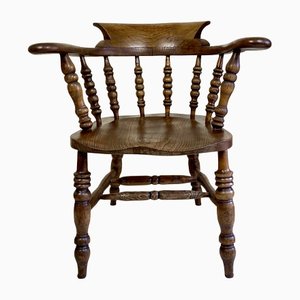 Antique English Elm Wood Windsor Captains Chair, 1900s-WZZ-1282620