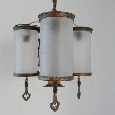 Antique English Frosted Glass Pendant-JRP-1093183