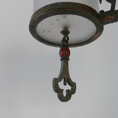 Antique English Frosted Glass Pendant-JRP-1093183