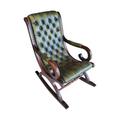 Antique English Leather Rocking Chair-TCS-1811947