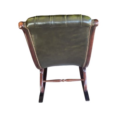 Antique English Leather Rocking Chair-TCS-1811947