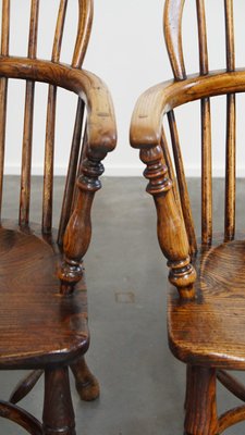 Antique English Lowback Windsor Dining Room Chairs, Set of 2-HPP-2026668