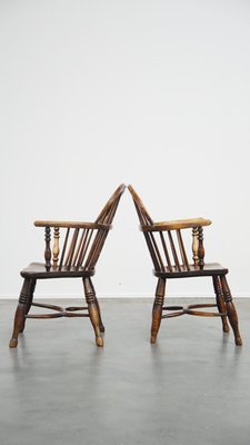 Antique English Lowback Windsor Dining Room Chairs, Set of 2-HPP-2026668