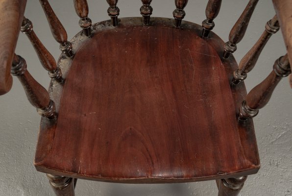 Antique English Mahogany Wood Captains Chair, 1890s-VLO-2022703