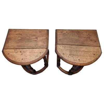 Antique English Oak Wall or Statue Tables, Late 19th Century, Set of 2-VHW-2035801