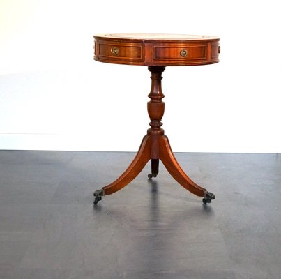 Antique English Side Table with Leather Top-CIP-2023747