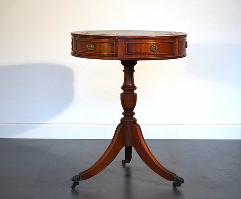 Antique English Side Table with Leather Top-CIP-2023747