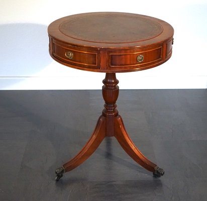 Antique English Side Table with Leather Top-CIP-2023747