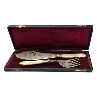 Antique English Silver Dessert Cutlery Set, 1890s, Set of 2-ZCI-752716