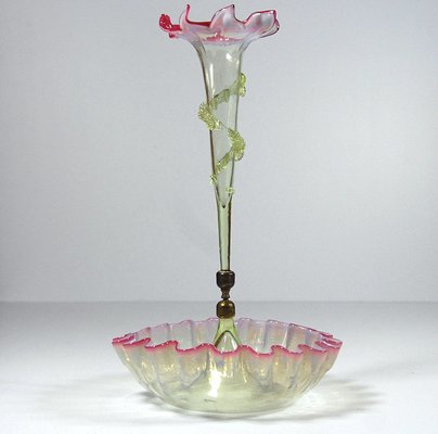 Antique English Victorian Pink Vaseline Glass Epergne-GIW-595132