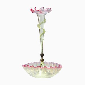 Antique English Victorian Pink Vaseline Glass Epergne-GIW-595132