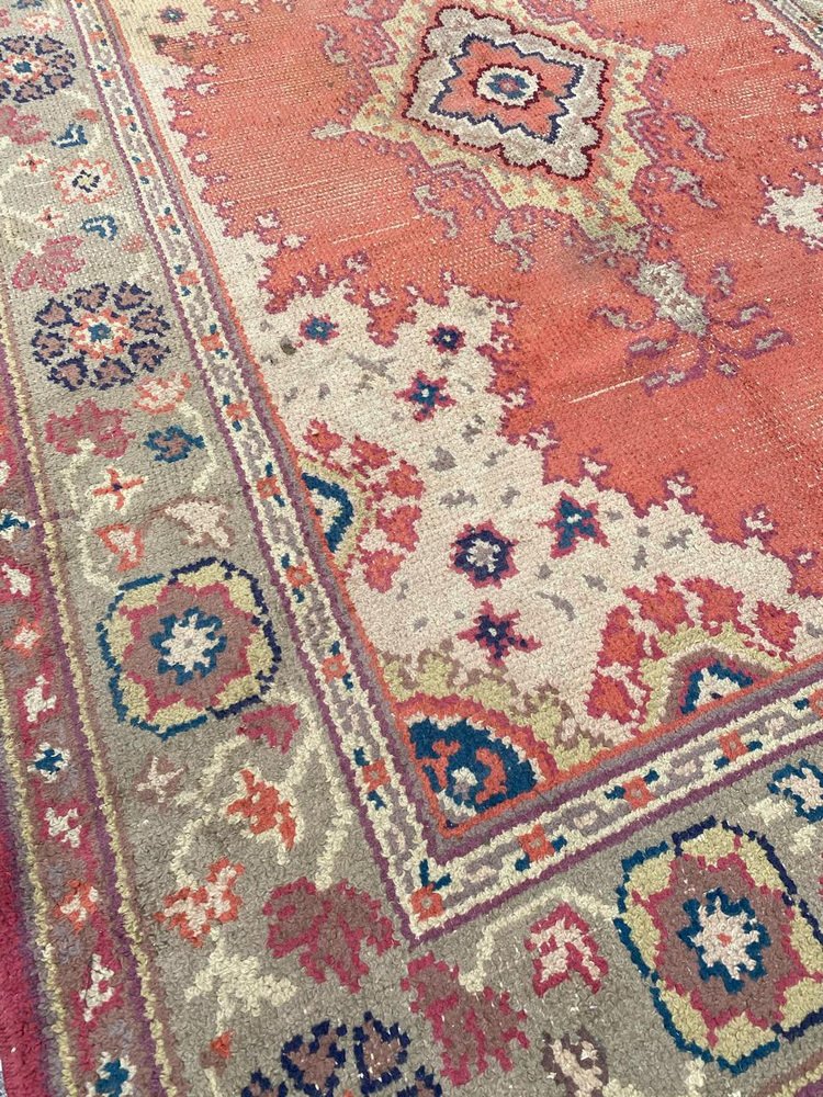 Antique European Hand Knotted Oushak Design Rug