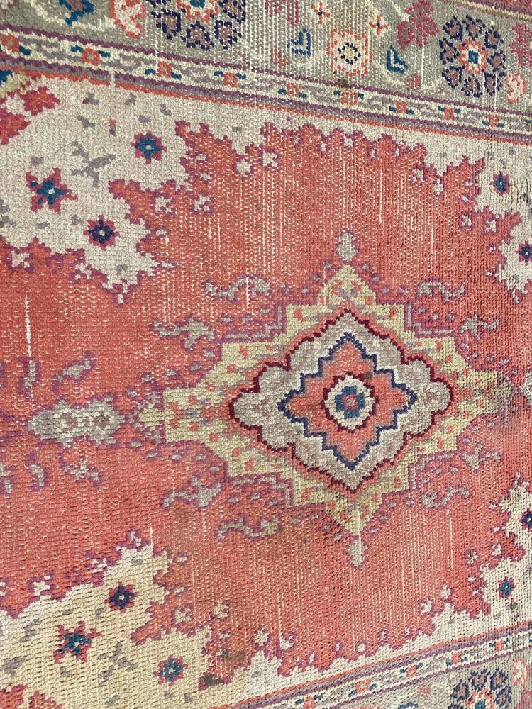 Antique European Hand Knotted Oushak Design Rug