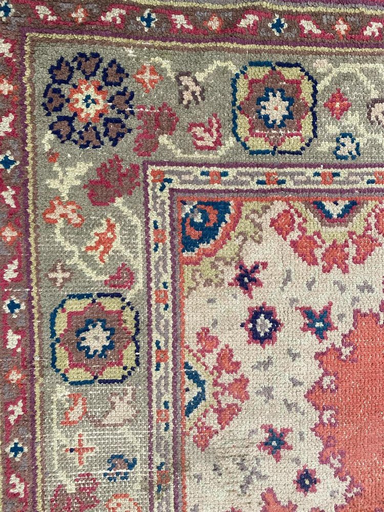 Antique European Hand Knotted Oushak Design Rug