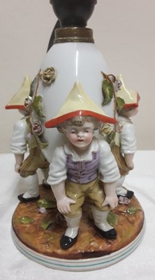 Antique Figurative Bedside Lamps with Porcelain Bases, 1900s, Set of 2-HOI-1801010