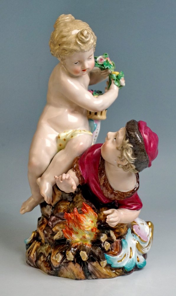 Antique Figurine by Kaendler for Meissen, 1850, Set of 2