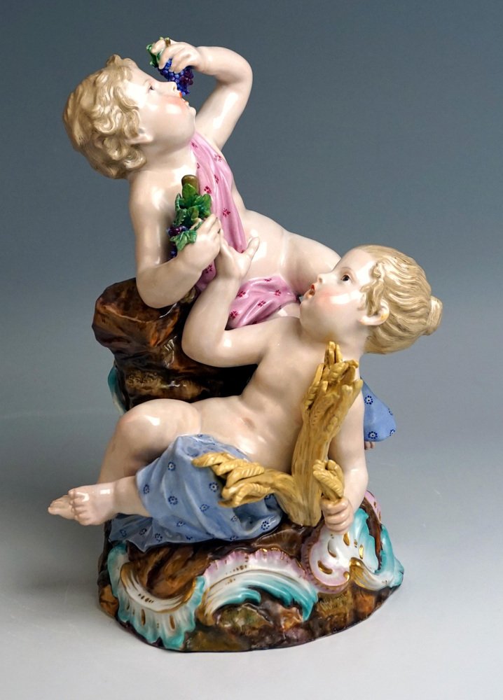 Antique Figurine by Kaendler for Meissen, 1850, Set of 2