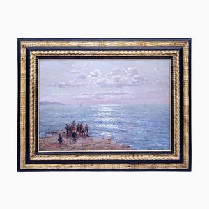 Antique Fishermen Oil on Panel by Federico Morello-CEJ-626742