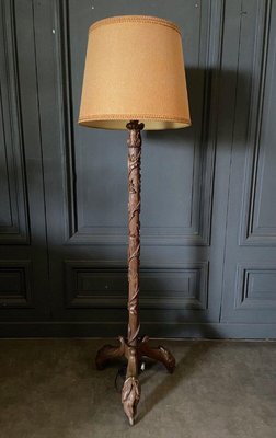 Antique Floor Lamp in Carved Oak-QKG-2023283