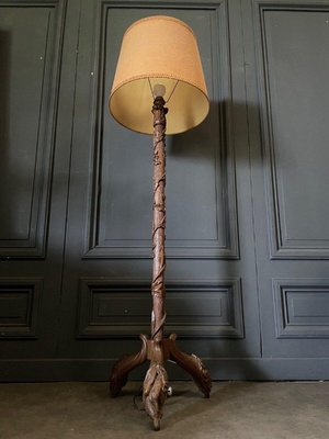 Antique Floor Lamp in Carved Oak-QKG-2023283