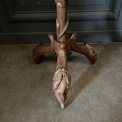 Antique Floor Lamp in Carved Oak-QKG-2023283