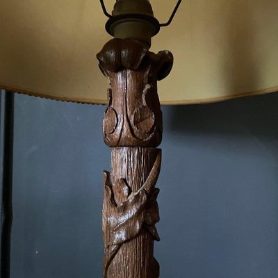 Antique Floor Lamp in Carved Oak-QKG-2023283