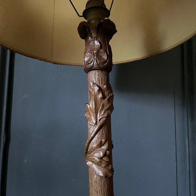 Antique Floor Lamp in Carved Oak-QKG-2023283