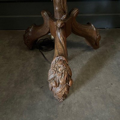 Antique Floor Lamp in Carved Oak-QKG-2023283